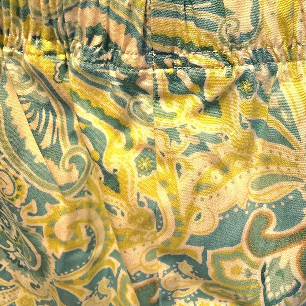 Tradition Paisley Capris in Turquoise, Lime & Cream - Picture 5 of 6
